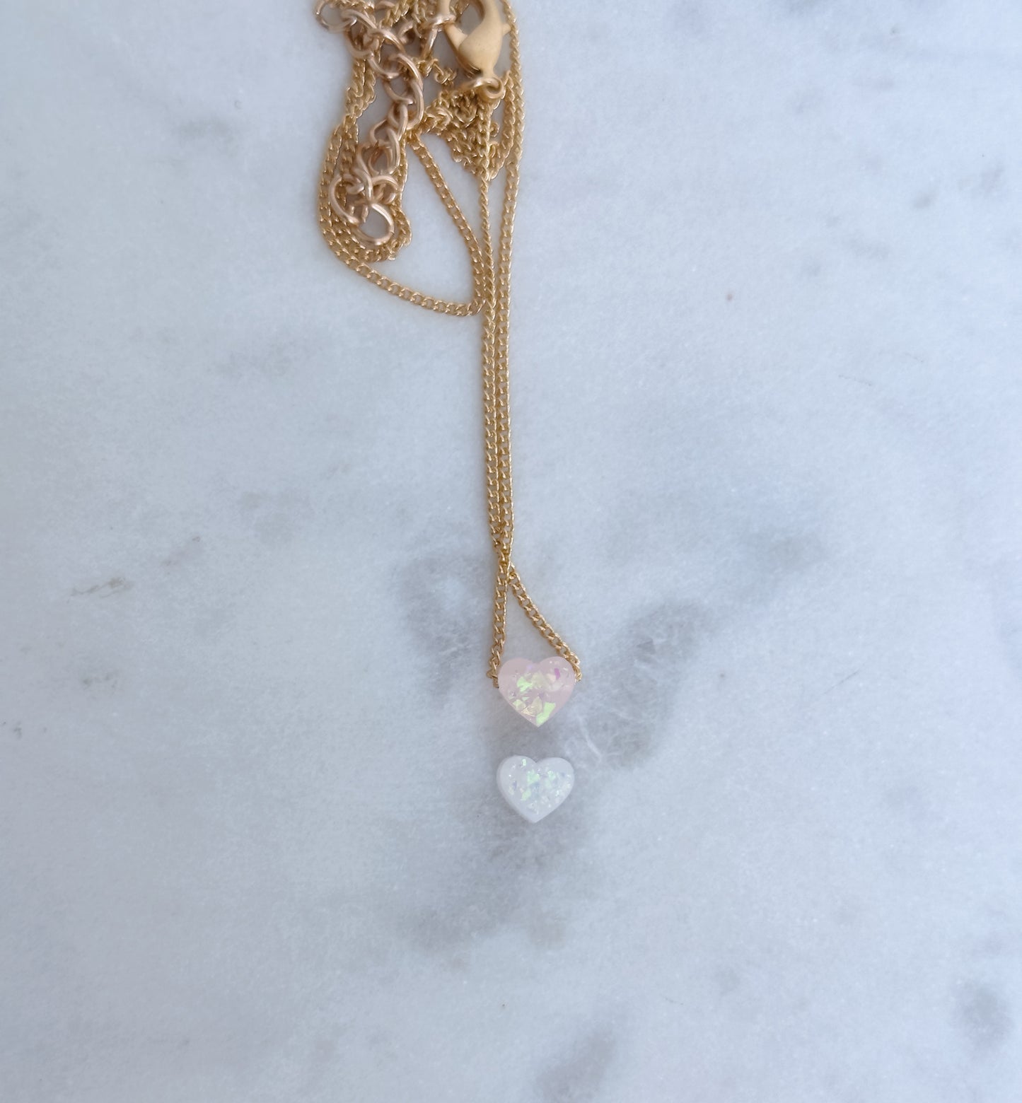 Dainty opal heart necklace