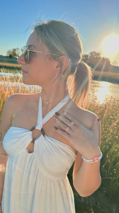 Rose quartz wire wrapped ring