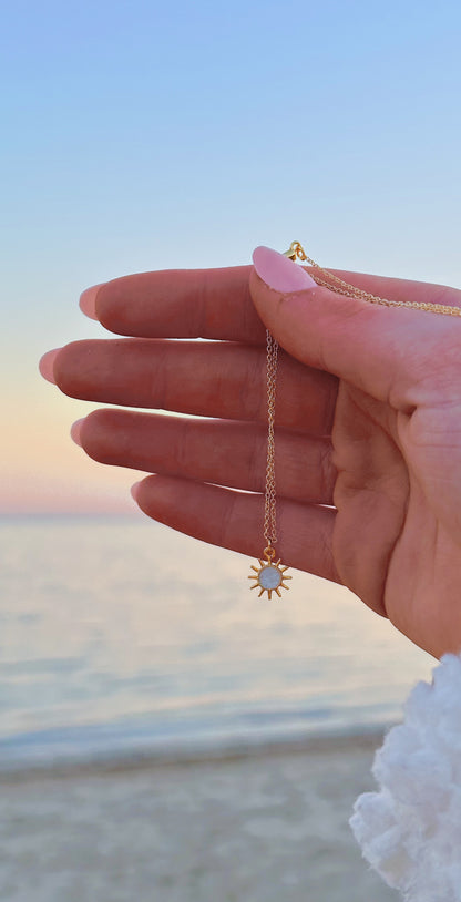 Dainty golden sun necklace