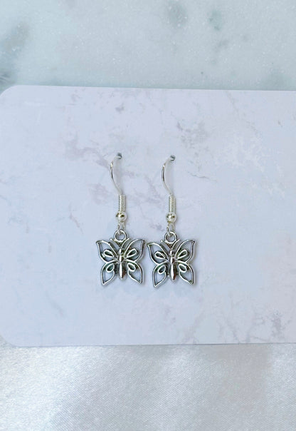 Dainty butterfly charm earrings