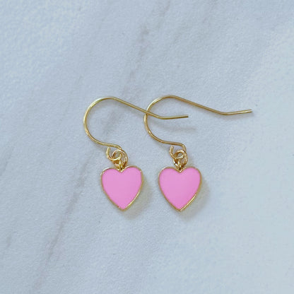 Dainty heart charm earrings