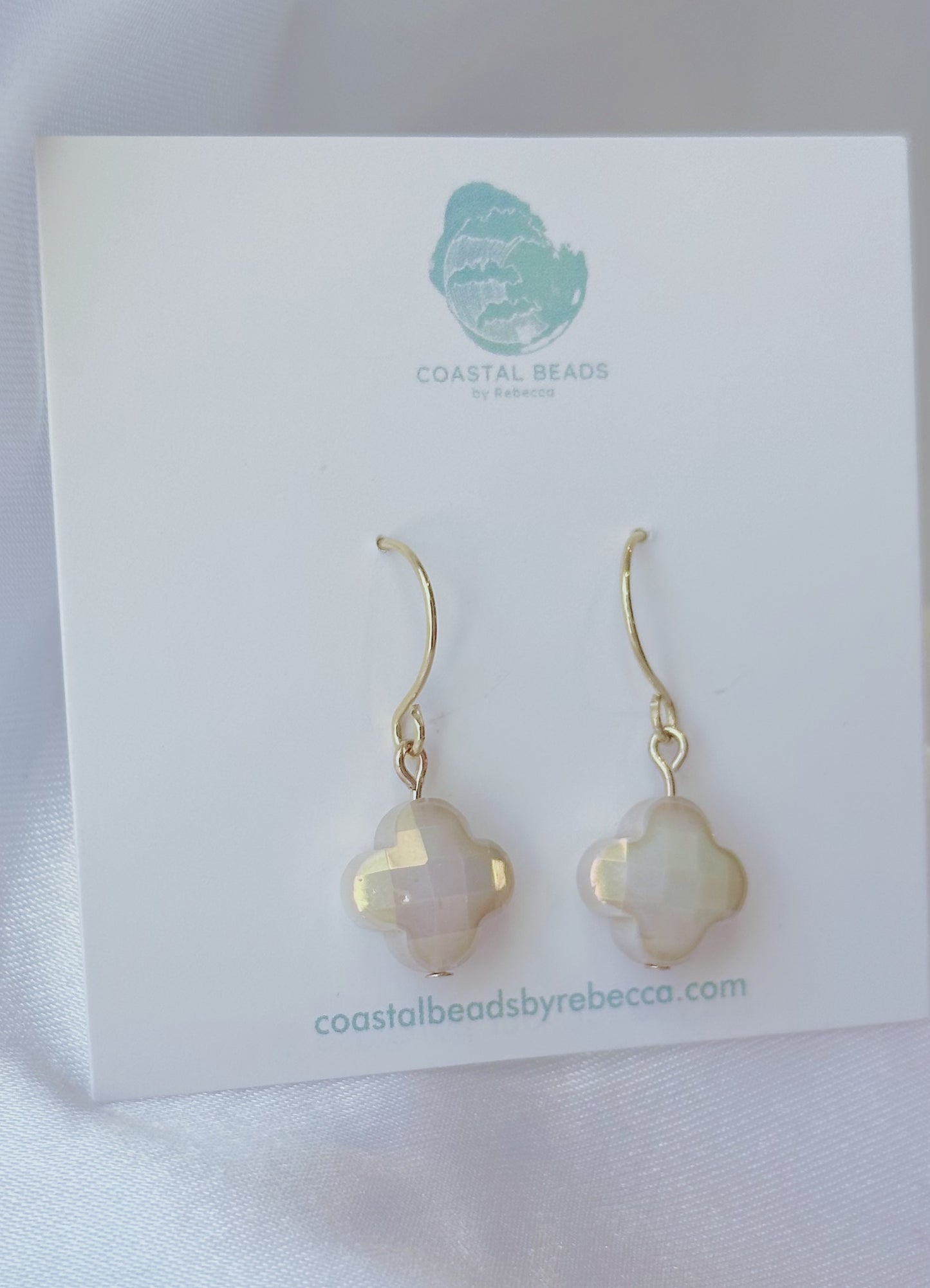 Ivory glass clover earrings