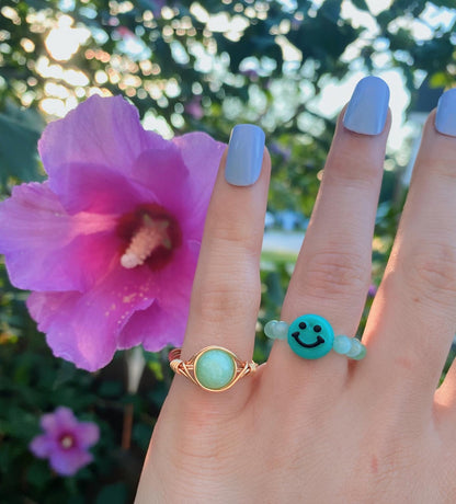 Mint quartzite wire wrapped ring