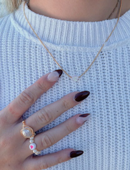 Dainty opal heart necklace