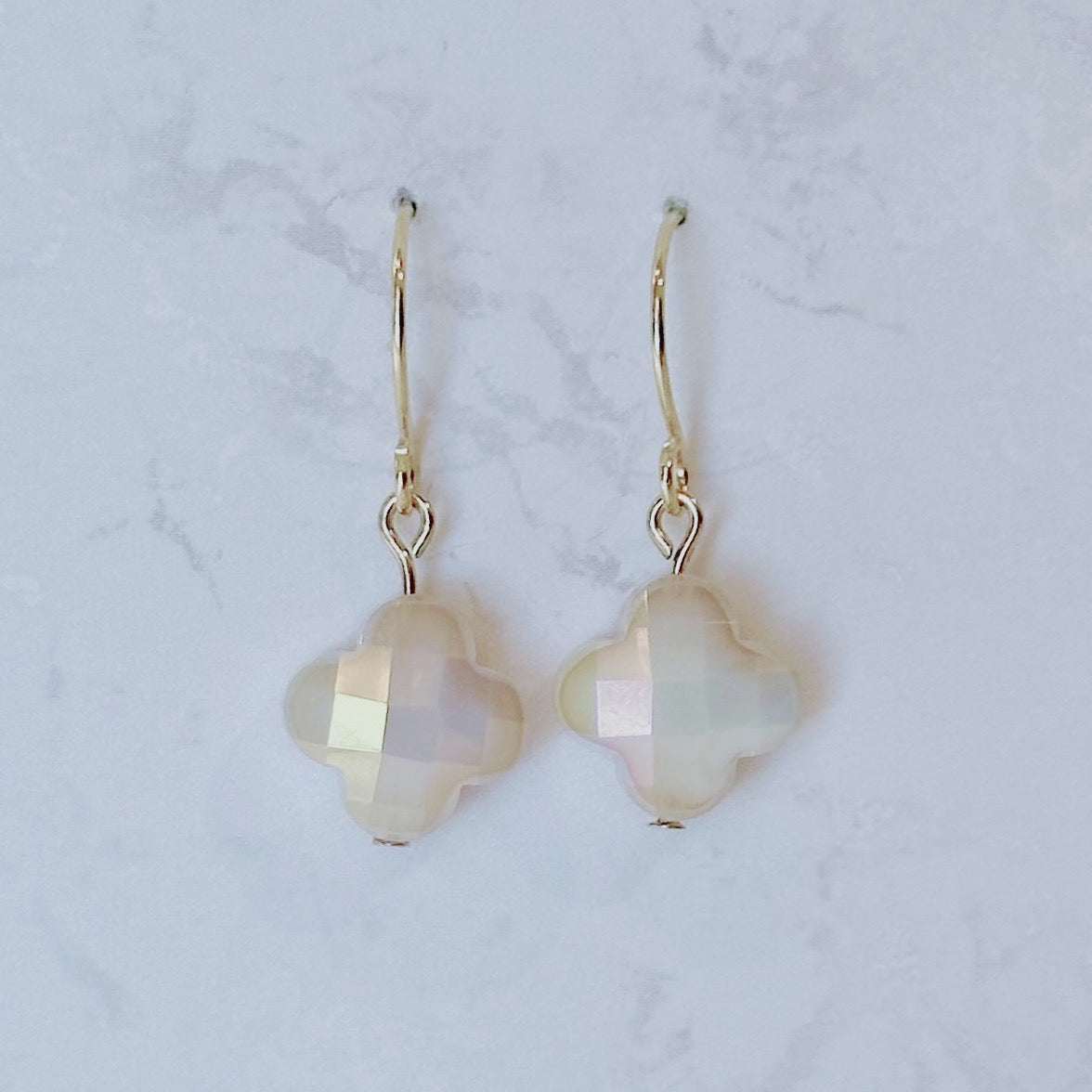 Ivory glass clover earrings