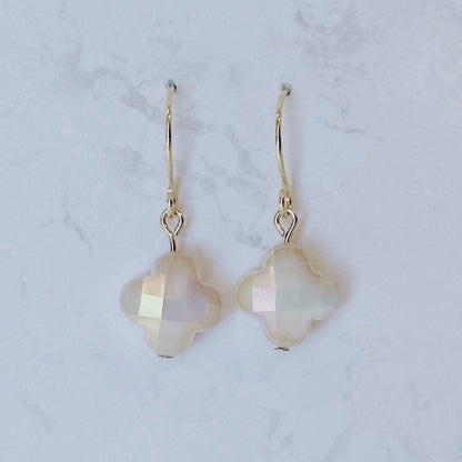 Ivory glass clover earrings