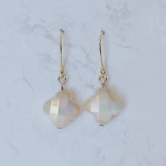 Ivory glass clover earrings