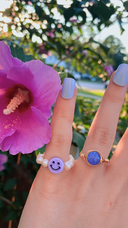 Purple fire agate wire wrapped ring